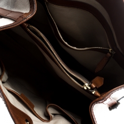 Pre Owned Burberry Multicolor/Brown Canvas and Leather Mega Check Tote