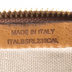 مملوكة مسبقًا حقيبة كلتش بربري حمالة معصم قابلة للطي جلد وقماش كاروهات هاوس بنية