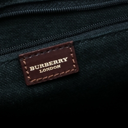Pre Owned Burberry Beige/Brown Haymarket Check Canvas and Leather Satchel