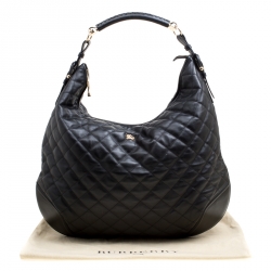 Pre Owned Burberry Black Quilted Leather Hoxton Hobo