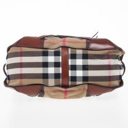 مملوكة مسبقًا Burberry Brown Dutton Check Canvas Shoulder Bag