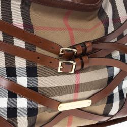 مملوكة مسبقًا Burberry Brown Dutton Check Canvas Shoulder Bag