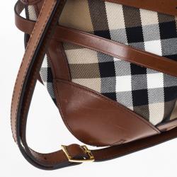 مملوكة مسبقًا Burberry Brown Dutton Check Canvas Shoulder Bag