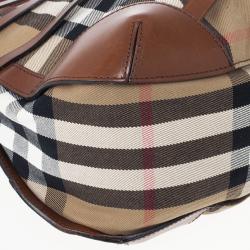 مملوكة مسبقًا Burberry Brown Dutton Check Canvas Shoulder Bag