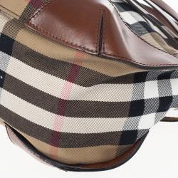 مملوكة مسبقًا Burberry Brown Dutton Check Canvas Shoulder Bag