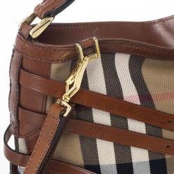 مملوكة مسبقًا Burberry Brown Dutton Check Canvas Shoulder Bag