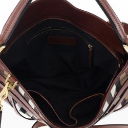 مملوكة مسبقًا Burberry Brown Dutton Check Canvas Shoulder Bag