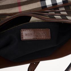 مملوكة مسبقًا Burberry Brown Dutton Check Canvas Shoulder Bag