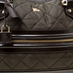 مملوكة مسبقًا Burberry Dark Green/Brown Nylon and Leather Westbury Satchel