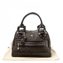 مملوكة مسبقًا Burberry Dark Green/Brown Nylon and Leather Westbury Satchel