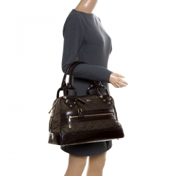 مملوكة مسبقًا Burberry Dark Green/Brown Nylon and Leather Westbury Satchel