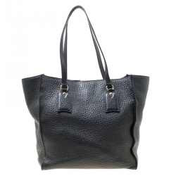 Pre Owned Burberry Black Grain Leather Woodbury Tote