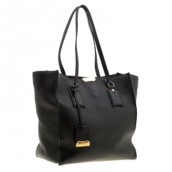 Pre Owned Burberry Black Grain Leather Woodbury Tote