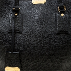 Pre Owned Burberry Black Grain Leather Woodbury Tote