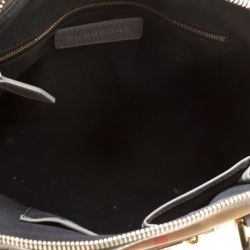 Pre Owned Burberry Grey House Check Fabric and Leather Orchard Bowler Bag