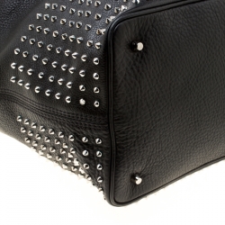 Pre Owned Burberry Black Leather Studded Susanna Bucket Bag