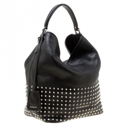Pre Owned Burberry Black Leather Studded Susanna Bucket Bag