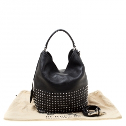 Pre Owned Burberry Black Leather Studded Susanna Bucket Bag