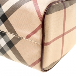 Pre Owned Burberry Burgundy Nova Check PVC Chester Boston Bag
