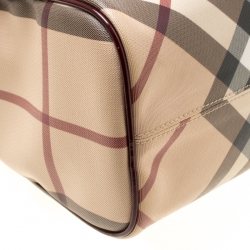 Pre Owned Burberry Burgundy Nova Check PVC Chester Boston Bag