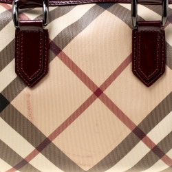 Pre Owned Burberry Burgundy Nova Check PVC Chester Boston Bag