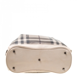 Pre Owned Burberry Beige Smoked Check PVC and Leather Walden Hobo