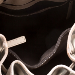 Pre Owned Burberry Beige Smoked Check PVC and Leather Walden Hobo