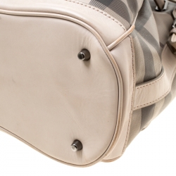 Pre Owned Burberry Beige Smoked Check PVC and Leather Walden Hobo