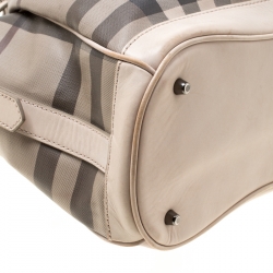 Pre Owned Burberry Beige Smoked Check PVC and Leather Walden Hobo
