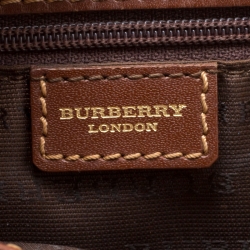 Pre Owned Burberry Brown Haymarket Check Coated Canvas Mini Tote