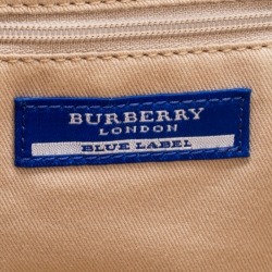 مملوكة مسبقًا حقيبة يد بربري جلد ونايلون بنية / بيج