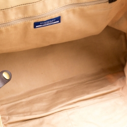 مملوكة مسبقًا حقيبة يد بربري جلد ونايلون بنية / بيج