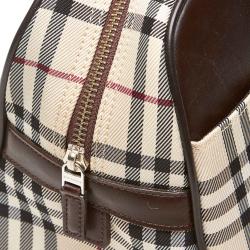 Pre Owned Burberry Brown Plaid Nylon Everyday Bag