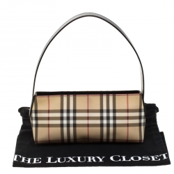 Pre Owned Burberry Beige House Check PVC Shoulder Bag