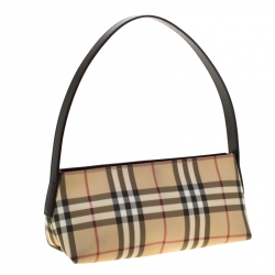 Pre Owned Burberry Beige House Check PVC Shoulder Bag