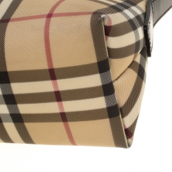 Pre Owned Burberry Beige House Check PVC Shoulder Bag