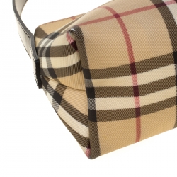Pre Owned Burberry Beige House Check PVC Shoulder Bag