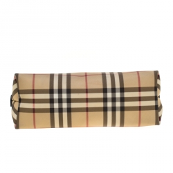 Pre Owned Burberry Beige House Check PVC Shoulder Bag