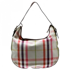 Pre Owned Burberry Multicolor House Check Canvas Hobo