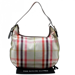 Pre Owned Burberry Multicolor House Check Canvas Hobo