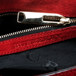 Pre Owned Burberry Red Grain Leather Mildenhall Shoulder Bag