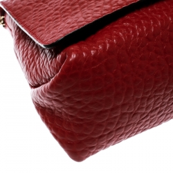 Pre Owned Burberry Red Grain Leather Mildenhall Shoulder Bag