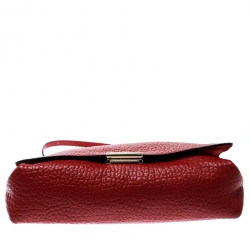 Pre Owned Burberry Red Grain Leather Mildenhall Shoulder Bag