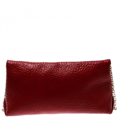 Pre Owned Burberry Red Grain Leather Mildenhall Shoulder Bag