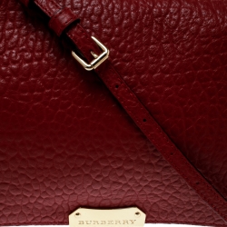 Pre Owned Burberry Red Grain Leather Mildenhall Shoulder Bag
