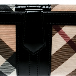 Pre Owned Burberry Black/Beige Nova Check PVC and Patent Leather Wallet