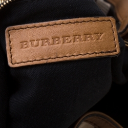 Pre Owned Burberry Beige/Brown House Check Canvas and Leather Hobo