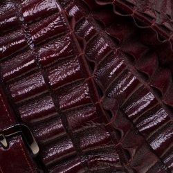 Burberry Burgundy Cartridge Patent Leather Lowry Top Handle Bag