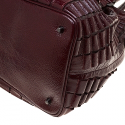 Burberry Burgundy Cartridge Patent Leather Lowry Top Handle Bag