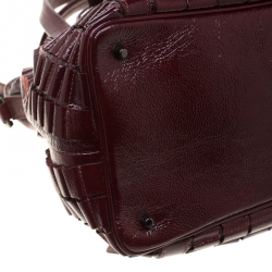 Burberry Burgundy Cartridge Patent Leather Lowry Top Handle Bag